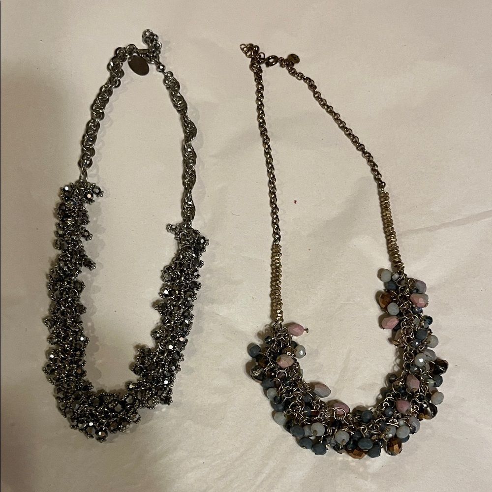 Source Unknown Silver and Gold Necklace Set with Pink and Blue Accents